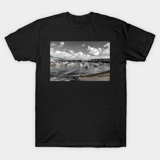 Mousehole Harbour, Cornwall, England, Selective Colouring T-Shirt by tommysphotos